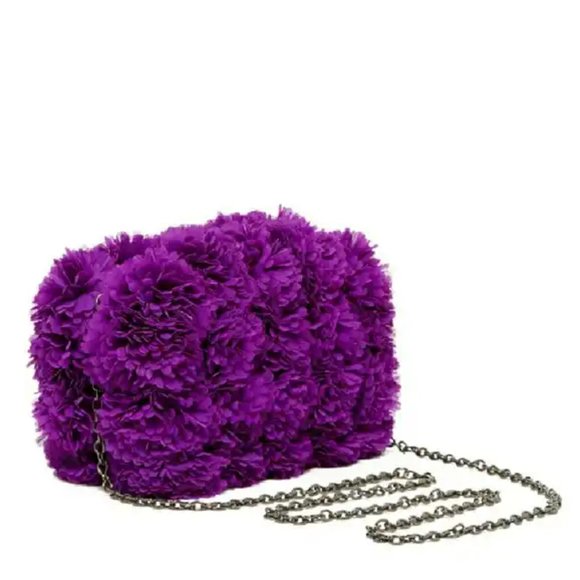 Floral Petal Hard Shell Clutch / Crossbody- Purple - NWT - Picture 2 of 6